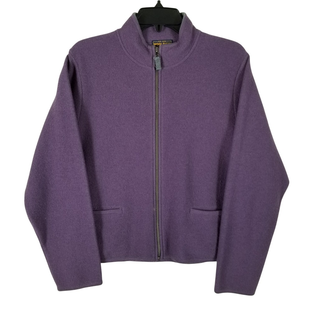 Woolrich Womens Amethyst Purple 100% Wool Full Zip Sweater Jacket‎ Size M 9227